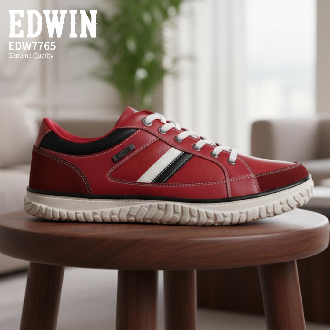 エドウィン/ EDW ED 7747 ブラック 黒 レッド 赤( EDWIN EDW7747 ED7747 )【送料無料 北海道、沖縄県を除く メンズ スニーカー 靴 シューズ メンズシューズ メンズスニーカー カジュアル メンズ 通勤 ウォーキングシューズ 通学 幅広 3E 相当】(後継モデル)