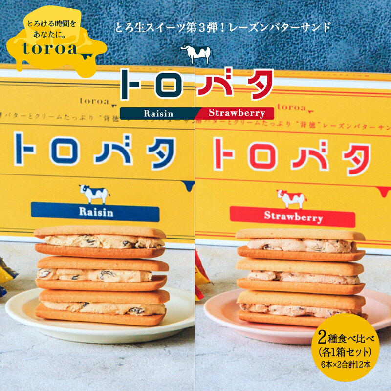 楽天toroatoroaトロバタ お得2種食べ比べセット（レーズン・ストロベリー各1箱）レーズンサンド レーズンバターサンド ホワイトデー お返し クッキー プチ ギフト 個包装 送料無料