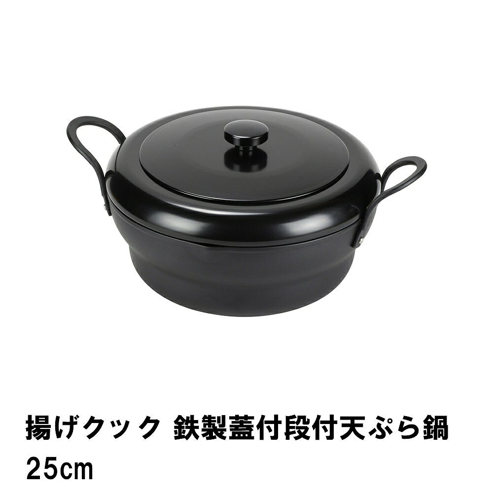 【ポイント5倍 05/23 12:00-06/05 09:59】揚げクック 鉄製蓋付段付天ぷら鍋25cm