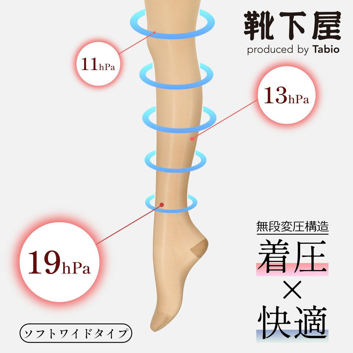 【全品送料無料★～5/16 9:59迄】【あす楽】【公式 TABIO LEG LABO】 弾性 ストッキング ※薄手 ワイド 着圧 ソフトタイプ / 靴下屋 靴下 タビオ くつ下 タイツ カラータイツ ストッキング 30デニール 一般医療機器 レディース 黒 日本製