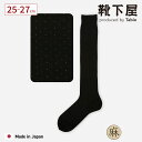 【公式 Tabio MEN】 メンズ 綿 麻 ピンドット ロングホーズ / 靴下屋 靴下 タビオ タビオメン くつ下 ソックス ビジネスソックス ハイソックス 夏用 黒 グレー 綿混 水玉 紳士 日本製
