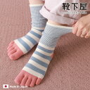 【公式 靴下屋】 指切替 ボーダー ゴムなし 五本指ソックス / 靴下 タビオ Tabio くつ下 5本指靴下 クルー ソックス カジュアル 綿混 五本指 レディース 日本製