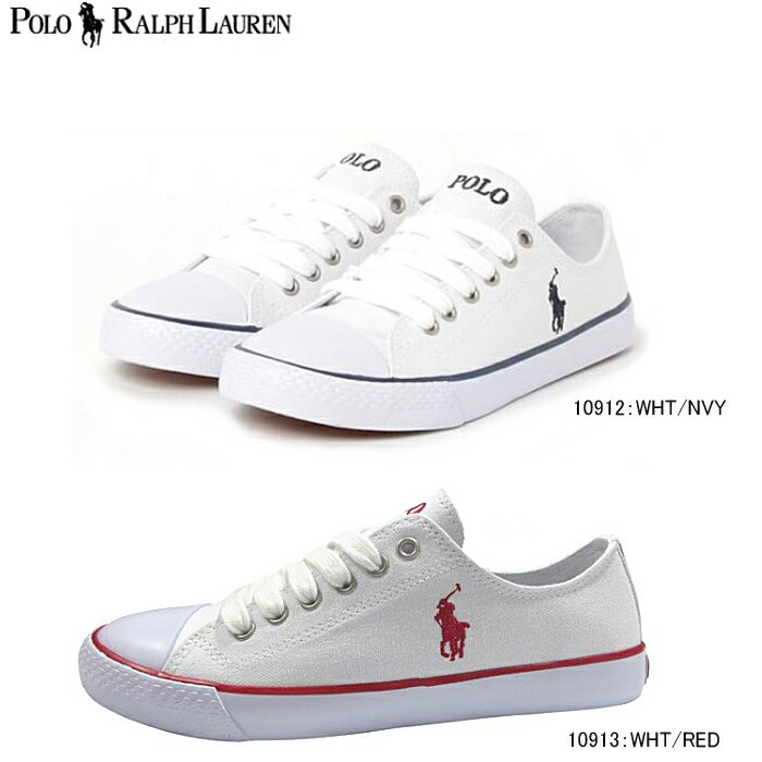 ポロ・ラルフローレン カーソン POLO RALPH LAUREN CARSON ジュニア スニーカー 10912/10913 ローカット ホワイト 白 紐靴 カジュアル ロゴ 22.5cm 23.0cm 23.5cm 24.0cm