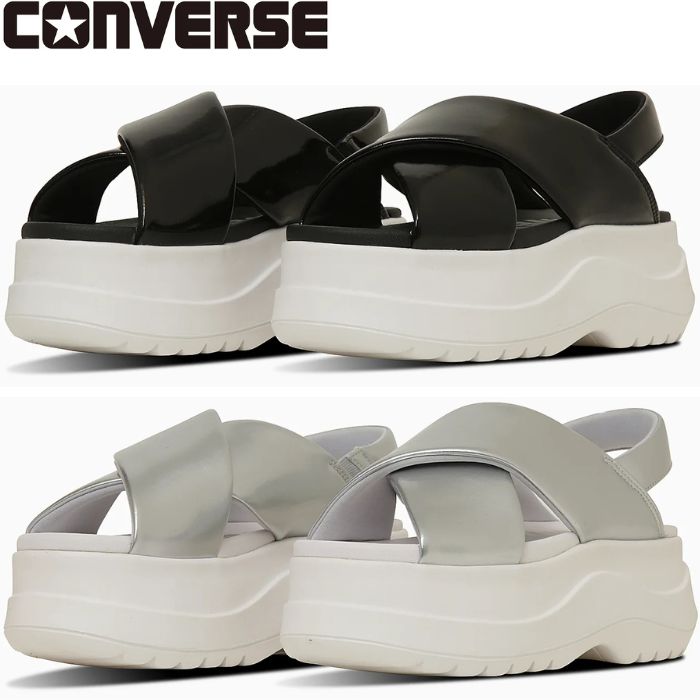 乐天商城 - コンバース CONVERSE レディース サンダル チューイー PC 厚底 CHEWY PC ブラック 黒 シルバー シューズ 靴 シンプル 夏