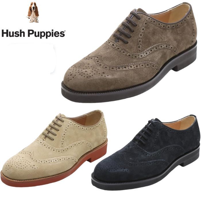 樂天商城 - ハッシュパピー 靴 メンズ Hush Puppies M-121T メンズ スエード カジュアルシューズ 靴 豚革 撥水革 幅広3E ブラック ブラウン ベージュ 軽量 オシャレ スニーカー ウイングチップ 通気性 紳士