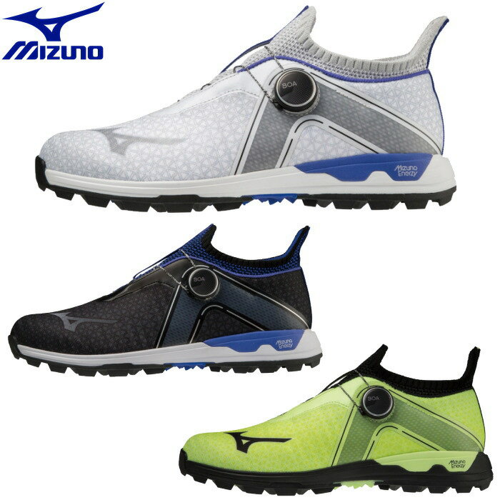 ミズノ MIZUNO メンズ ゴルフ シューズ ウエーブ ハザード ボア WAVE HAZARD BOA 51GM2170 スパイクレス ダイヤル式 メッシュ 防水 1