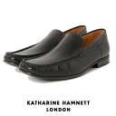 キャサリンハムネット靴 メンズ ビジネスシューズ 革靴 紳士靴 本革 ブランド KATHARINE HAMNETT 31765 ブラック モカシン スリッポン ...