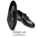 フランコ ルッチ トラディショナル FRANCO LUZI TRADITIONAL 262 ブラック 本革 スリッポン ベルトデザイン ビジネス ドレスシューズ...