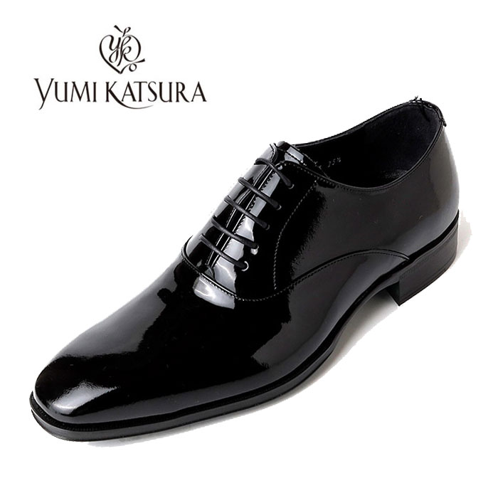 ユミカツラ YUMI KATSURA 6105 ブラック エナメル プレーントウ 内羽根 紳士靴 ビジネスシューズ YK-6105 靴 桂由美