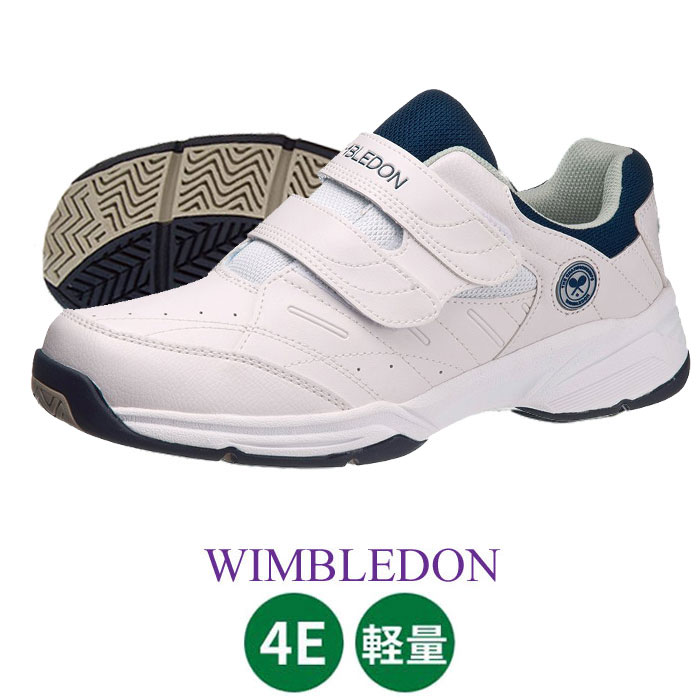 ウインブルドン メンズ スニーカー WIMBLEDON WM053 ホワイトネイビー 4E ベルクロ マジック コートタイプ アサヒシューズ 靴 父の日 敬老の...