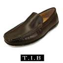 メンズ ドライビングシューズ レザーTIB 9392 ダークブラウウン ビジネス カジュアルシューズ ローファー スリッポン 革靴 紳士靴 本革 ブランド 父の...