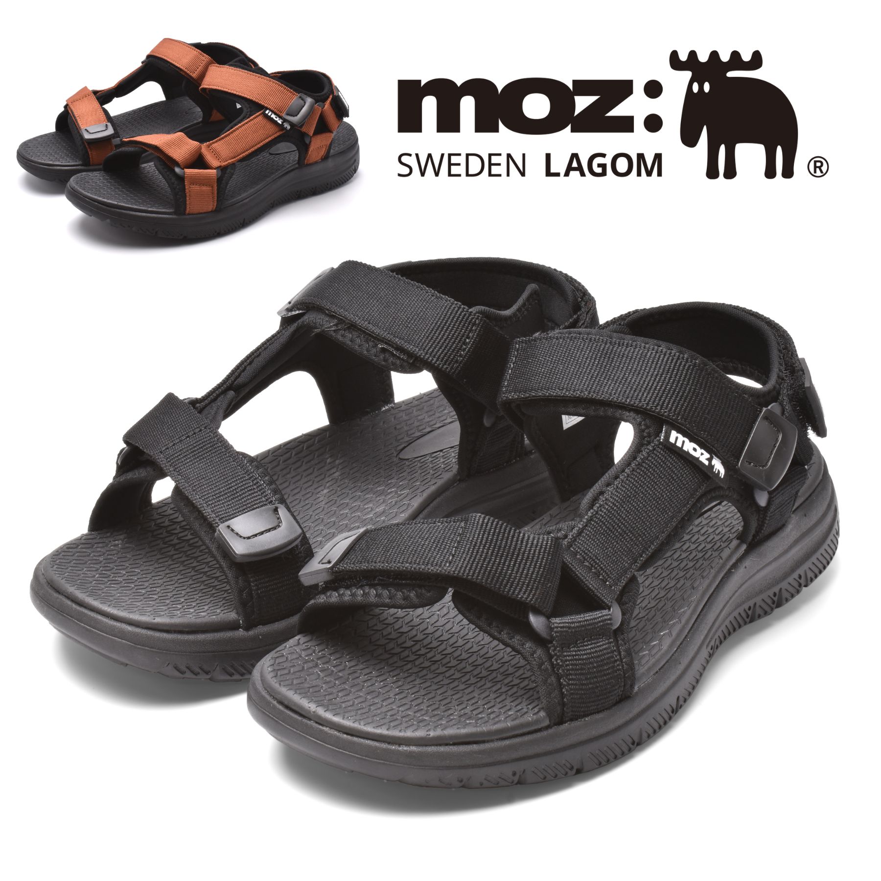 【Next-Day Delivery Available】 Men's Sandals, Sport Sandals, moz Brand, Stylish, Summer, Beach, Comfortable, S, M, L, LL, Black, Navy, Velcro Closure, Soft Sole, moz 0800