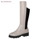 【靴のHOSHIKAWA】 『MONET 214201』モネ ロングブーツ21.5cm〜24.5cm EEEオフホワイト レディースサイドファスナー ストレッチ...