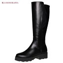 【靴のHOSHIKAWA】 『MONET 214201』モネ ロングブーツ21.5cm〜24.5cm EEEブラック レディースサイドファスナー ストレッチ本革...