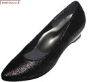 【靴のHOSHIKAWA】 『Dona Miss 9100』ドナミス ブラック22cm～24.5cm EEEパンプス レディースウェッジソール 牛革低反発インソール