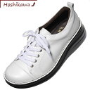 【靴のHOSHIKAWA】 『A-OK 8480 84802』エーオーケー ホワイト22cm〜24.5cm 幅広レースアップ レディースアーチクッション 厚底オ...