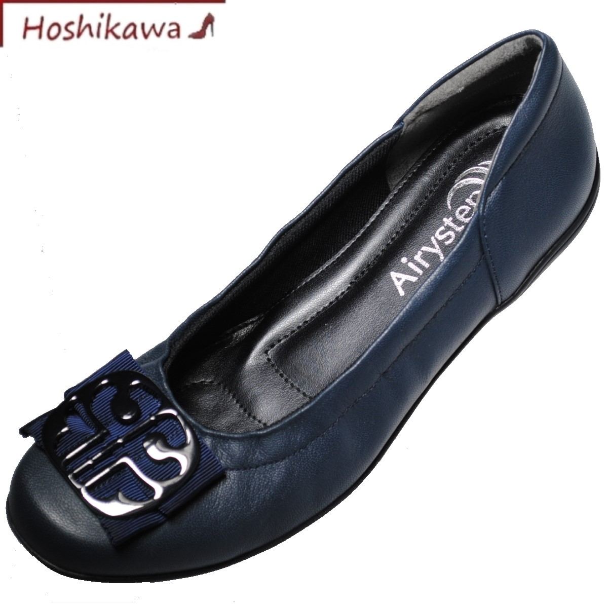 楽天靴のHOSHIKAWA楽天市場店【靴のHOSHIKAWA】 『Airy step 6360』エアリーステップ ダークネイビー22cm～24.5cm EEEパンプス レディースカジュアル ローヒールぺたんこ 山羊革