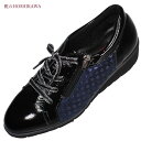 【靴のHOSHIKAWA】 『SALON DE GRES SL123』サロンドグレー レースアップコンフォートシューズ22cm〜25cm EEEEネイビープリン...
