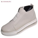 【靴のHOSHIKAWA】 『SALON DE GRES SLP5007D』サロンドグレー アイボリー22.5cm〜24.5cm EEEブーティー 内側ファスナ...