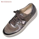 【靴のHOSHIKAWA】 『Gabor 53203 18』ガボール レザースニーカー23cm〜24cm レディースグレー スロバキア製レースアップ ファスナー...