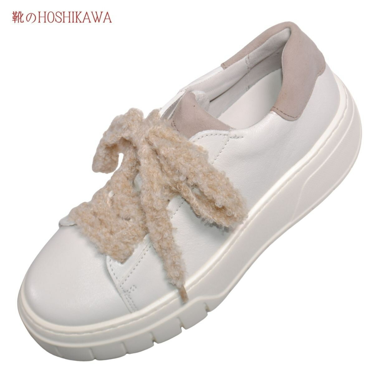 【靴のHOSHIKAWA】 『Gabor 73222』ガボール レディース厚底スニーカー22cm〜25.5cm ホワイトスロバキア製マニッシュ レースアップ天然...