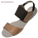 【靴のHOSHIKAWA】 『MONET 882101』モネ フラットサンダルレディース キャメル21.5cm〜24.5cm EEEオープントゥ バックバンド日...