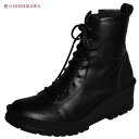【靴のHOSHIKAWA】 『A-OK 5501』エーオーケー ショートブーツ22.5cm〜24.5cm レディース レースアップ ブラック牛革 秋冬