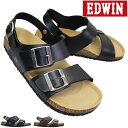EDWIN エドウィン EB1002 ブラック ダークブラウン メンズ サンダル バックベルト コンフォートサンダル EB-1002 靴