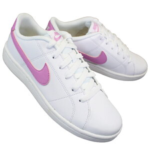 ナイキ NIKE CW2533-100 ウィメンズ コートロイヤル 2 SL ホワイト/ピンク WMNS COURT ROYALE 2 SL キッズ ジュニア レディース 白スニーカー ホワイトスニーカー 通学スニーカー シューズ 通学靴 紐靴 合成皮革