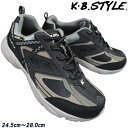 KB.STYLE 100029 スニーカー メンズ ブラック/グレー 紐靴 ジョギング ランニング シューズ 5E 幅広 軽量 お買い得