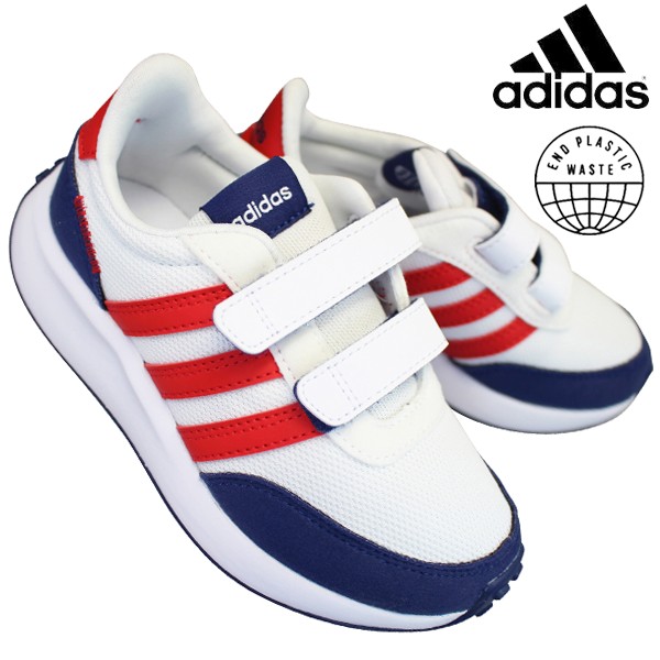 アディダス adidas スニーカー GW0333 ラン70S CF K ホワイト/レッド/ブルー 17cm～21cm キッズ ジュニア マジックテープスニーカー ランニングシューズ 運動靴 子供靴 紐なし靴 RUN70S CF K