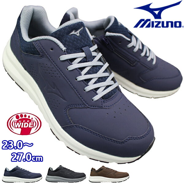 ミズノ ミズノ MIZUNO ウォーキングシューズ ウェーブフリーライドSL SW B1GE2305 ブラック・ネイビー・ブラウン 23cm～27cm メンズ レディース ローカットスニーカー シューズ 靴 紐靴 運動靴 サイドファスナー サイドジップ 4E相当 幅広 ワイド ミズノB1GE2305