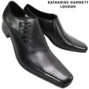 キャサリンハムネットロンドン 紳士靴 3937 ブラック 24.5cm～27cm メンズ ビジネスシューズ フォーマルシューズ 紳士靴 スリッポン 靴 紐なし靴 黒 本革 KATHARINE HAMNETT LONDON