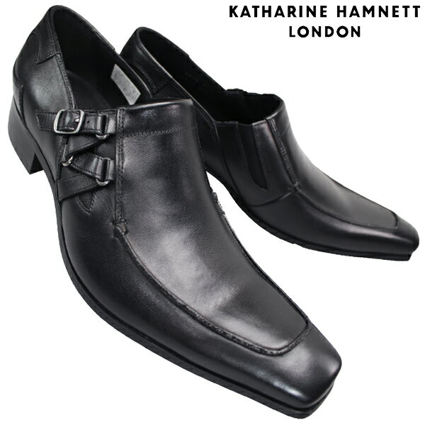 キャサリンハムネットロンドン 紳士靴 3938 ブラック 24.5cm～27cm メンズ ビジネスシューズ フォーマルシューズ 紳士靴 スリッポン 靴 紐なし靴 黒 本革 KATHARINE HAMNETT LONDON
