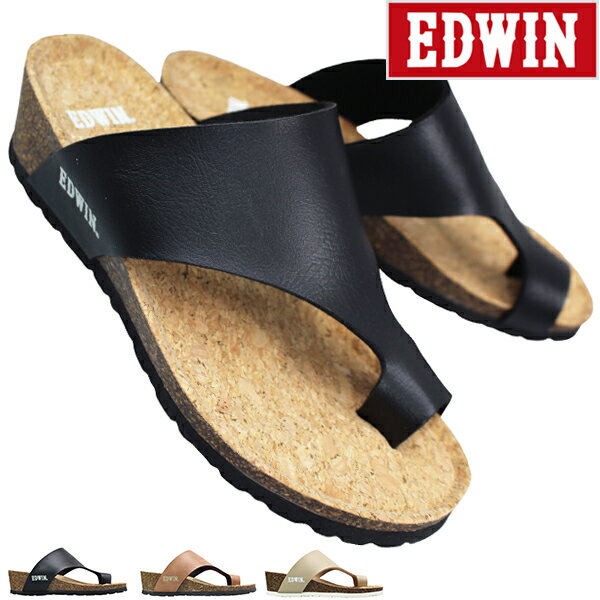 【エントリーでポイント5倍⇒3/27(木)1:59迄】 エドウィン EDWIN トングサンダル EW9466 ブラック・ライトブラウン・ベージュ 23cm〜24cm レディース サンダル 鼻緒サンダル リゾートサンダル サマーサンダル シューズ 靴 履きやすい靴 エドウィン9466