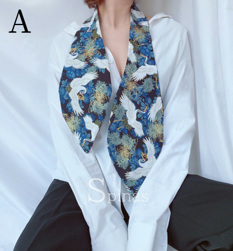 錦織風のデザインがおしゃれな スカーフタイ 和柄 アスコットタイ ワイドタイ 男女兼用 浮世絵 ネクタイ スカーフ レディース メンズ 幅広 着物風 カジュアル 全4色