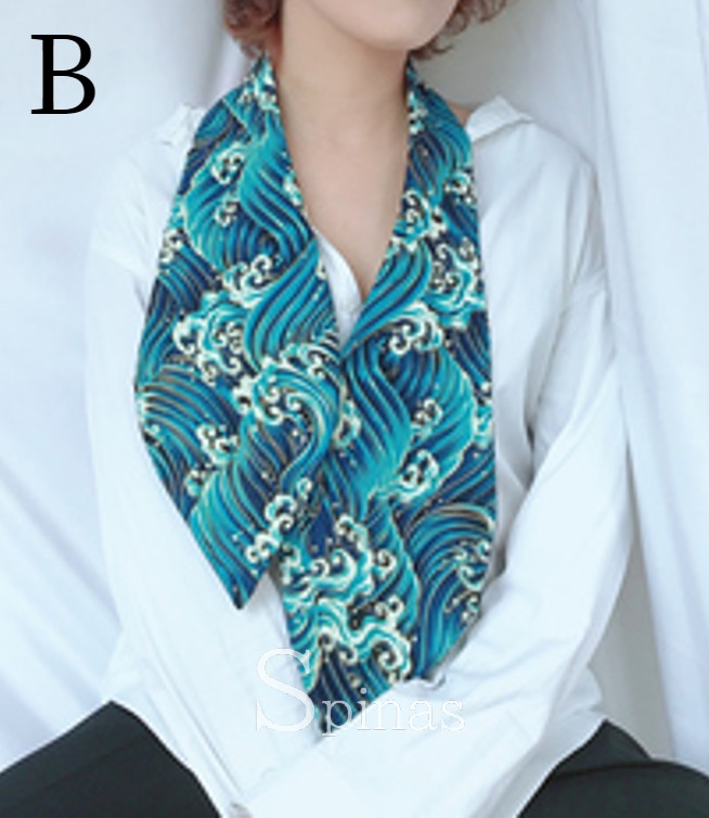 錦織風のデザインがおしゃれな スカーフタイ 和柄 アスコットタイ ワイドタイ 男女兼用 浮世絵 ネクタイ スカーフ レディース メンズ 幅広 着物風 カジュアル 全4色