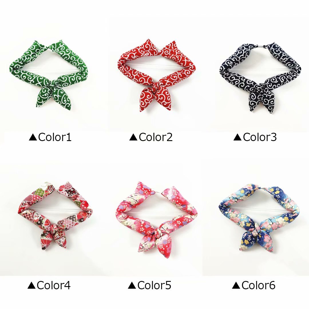 首に通すだけのお手軽おしゃれ！ペット アクセサリー スカーフ 唐草模様 和柄 和風 ネックスカーフ 犬 猫 ペット用品 記念写真 夏祭り