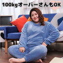 大きいサイズ 100キロオーバーさんもOK 大人のもこもこ フリースルームウェア 上下セット フリーストレーナー レディース グレー シンプル ふわふわ モコモ...