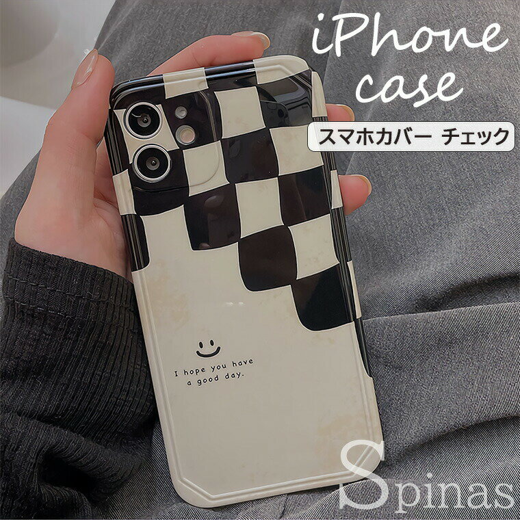 乐天商城 - スマホケース iphone iphone13 iphone12 promax 携帯 カバー 背面ケース フラッグチェック スマイル にこちゃん おしゃれ 人気 可愛い レディース メンズ 男性 女性 携帯電話 落下防止