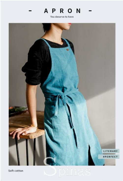 ノスタルジックで動きやすい 北欧風 エプロン 前スリット 男女兼用 レディース メンズ ロング丈 カフェエプロン ドレスエプロン ナチュラル フラワーショップ ポケット シンプル 無地 4色