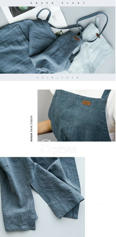 ノスタルジックで動きやすい 北欧風 エプロン 前スリット 男女兼用 レディース メンズ ロング丈 カフェエプロン ドレスエプロン ナチュラル フラワーショップ ポケット シンプル 無地 4色