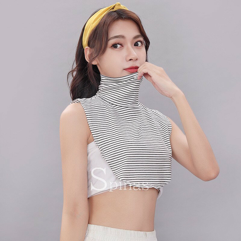 簡単にレイヤードスタイル フェイク襟 付け襟 タートルネック おしゃれ レディース メンズ ボーダー ハイネック 重ね着風 無地 防寒 暖かい 全5色