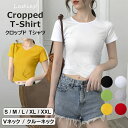 トップス クロップド Tシャツ 半袖 レディース クロス クルーネック Vネック 半袖Tシャツ コットン カジュアル ゆったり シンプル 半袖トップス 春 夏 全6色