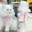 お散歩が楽しくなるリード付き2点セット! ペット用品 ペットグッズ リード 犬用 猫用 リード&ハーネス セット ダイダイ柄 リボン 通気性 ペットウェア ドッグウエア メッシュ プチプラ 快適
