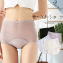 透け感が女性らしい!3枚セット 生理用ショーツ サニタリー サニタリーショーツ ハイウエスト 通気性 涼しい 夏 エレガント 防水布ショーツ