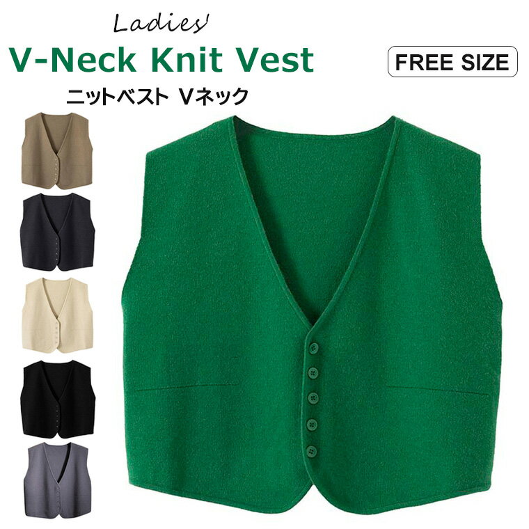 乐天商城 - シンプルで使いやすいベーシックなニットベスト♪ Vネック ニットベスト 前開き レディース ニット ベスト ノースリーブ 無地 ベーシック 重ね着 レイヤード ゆったり 大人 キレイめ カジュアル 秋 冬 全6色