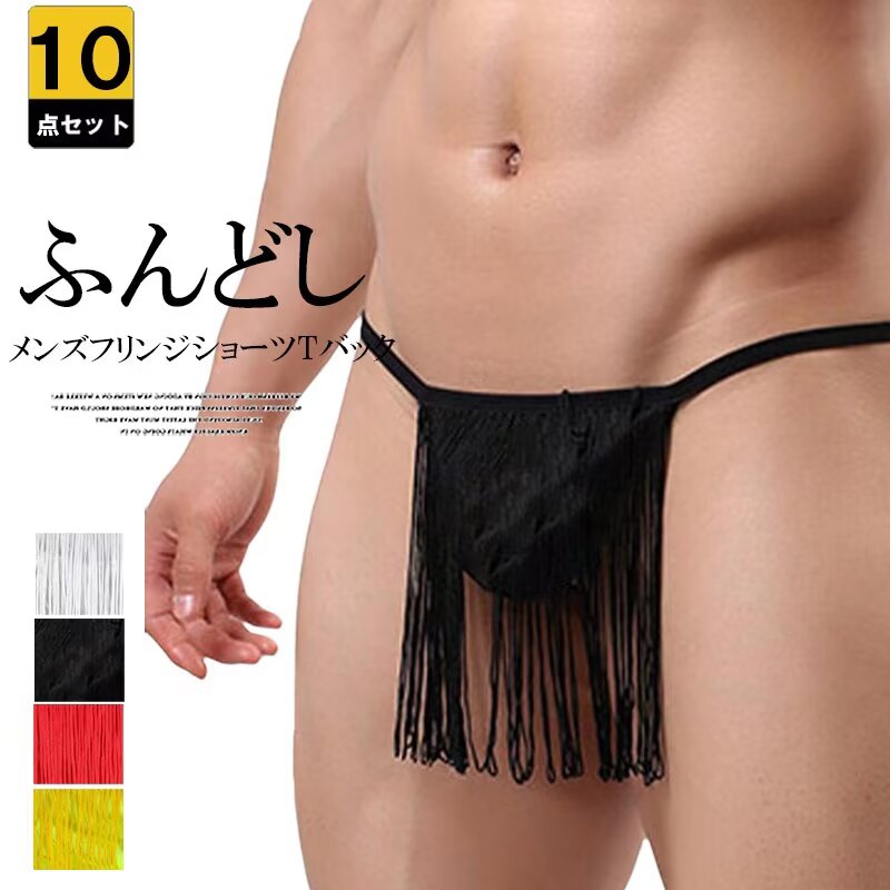 10枚セット 4色展開 ふんどし メンズ 男性下着 フリンジ パンツ 前掛け ビキニ 面白い Tバック ブリーフ セクシー系 ふんどしパンツ 男性用ふんどし メンズインナー 下着 T字帯 まとめ買い 業務量 お揃い 送料無料