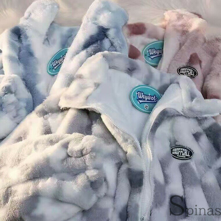 M-2XLサイズ ミックスカラーがお洒落な やわらかボアジャケット フリース メンズ レディース 男女兼用 裏ボア ふわふわ　もこもこタイダイ むら染 ショート丈 オーバーサイズ ゆったり ボア襟 厚手 おしゃれ