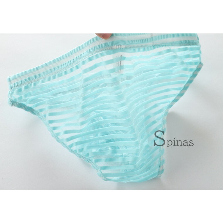 2枚セット カジュアルでかわいいシースルーボーダー メンズ 竿だしビキニ ショーツ...